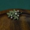 Vintage Women Girls Pearl Leave Enamel Brooches High Quality Exquisite Plant Pins Lady Clothing Coat Accessories Brooch Gift