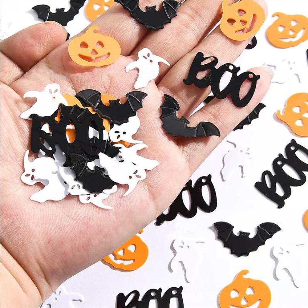 Runtowo 15g Halloween Flat Bat Ghost Witch Loose Sequins, BOO Confetti Halloween Party Festival Ornament Accessories