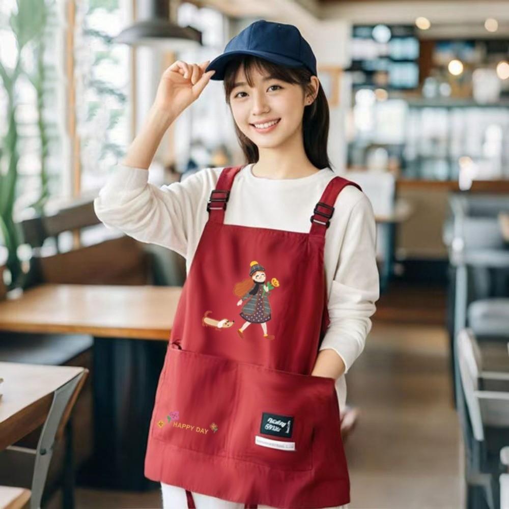 New Waterproof Cartoon Apron Sleeveless Breathable Cooking Aprons Large Pocket Anti-fouling Work Apron Home Kitchen