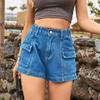 Pantaloncini con stampa tinta unita casual in denim sexy primavera estate moda donna