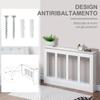 Modern and Elegant Slatted Radiator Cover for the Home, in MDF and Steel, 120x18x84cm, White