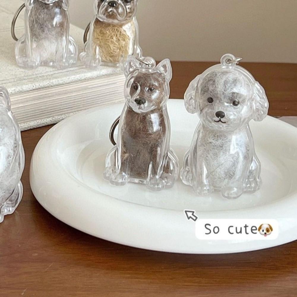 Transparent Dog Fur Storage Pendant Fur Storage Capsule Handmade Design Dog Shape Keychain DIY Accessories