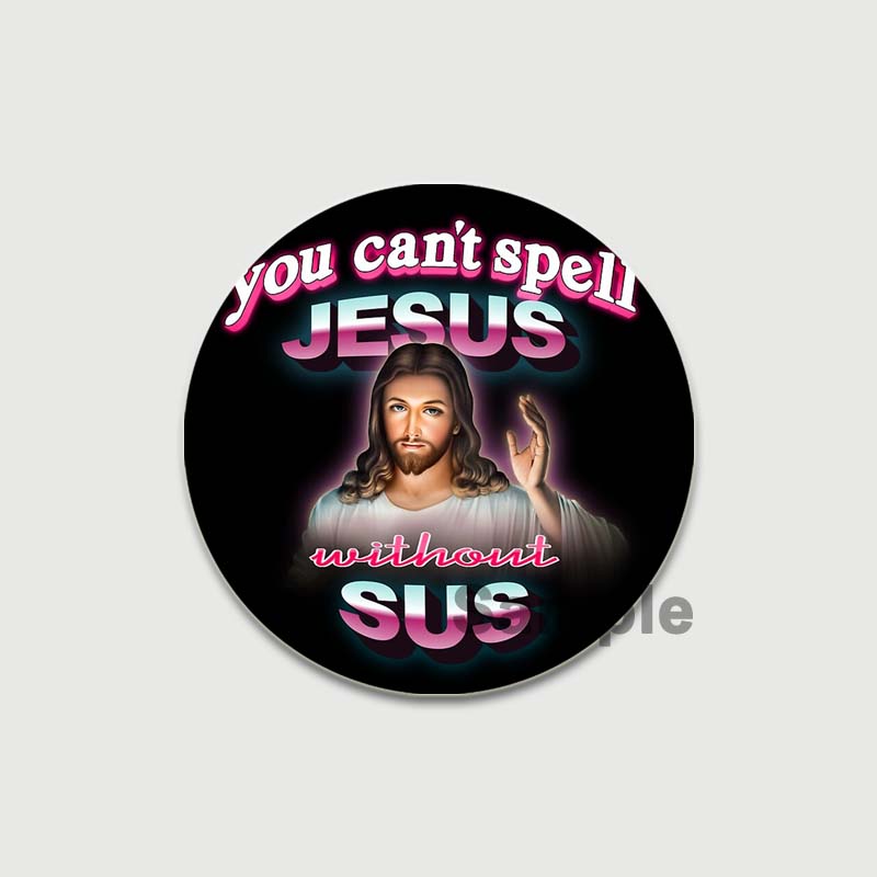 32/44/58mm Funny Brooch Pins for Backpack Clothes Round Tinplate Enamel Pin Custom Pig Love Snowman Wolf Art Badge Jewelry Gifts