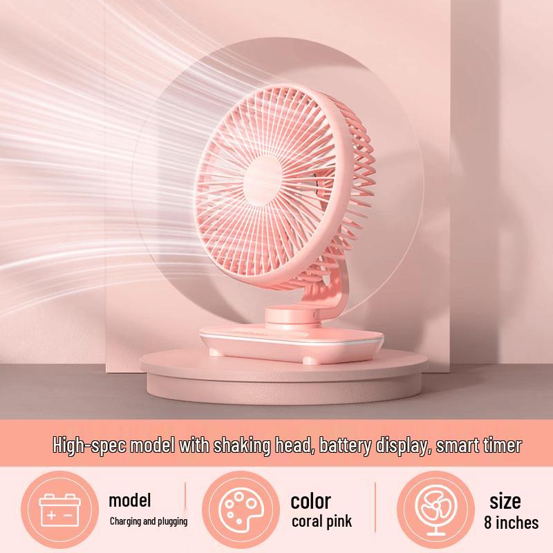 Yabuka USB Desktop Oscillating Rechargeable Fan