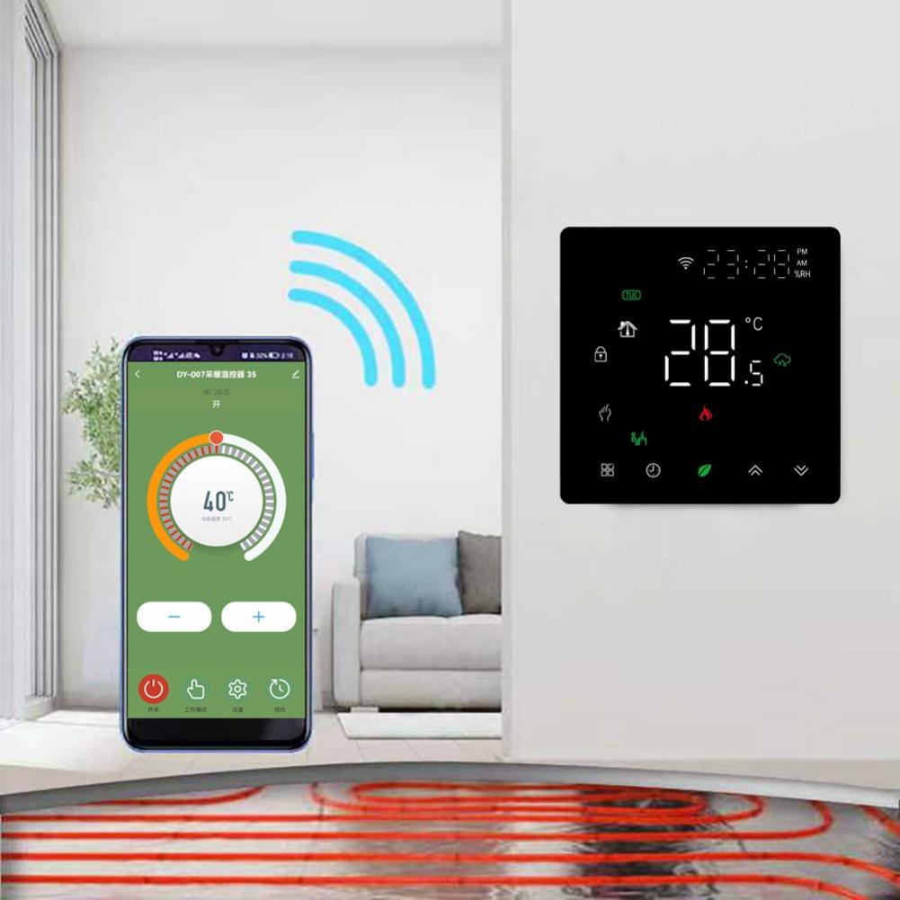 For Alexa Programmable Thermostat Voice Control Thermostat Black Programmable Floor Heating Thermostat Multi-room Support
