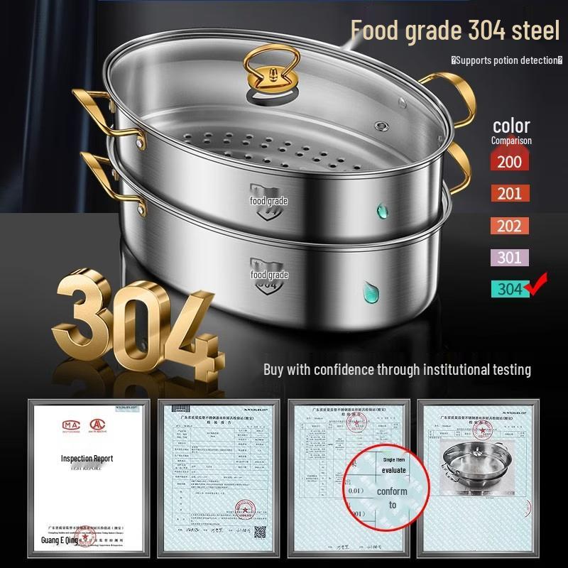 Lijia 410 Stainless Steel Oval Fish Steamer Pot Set