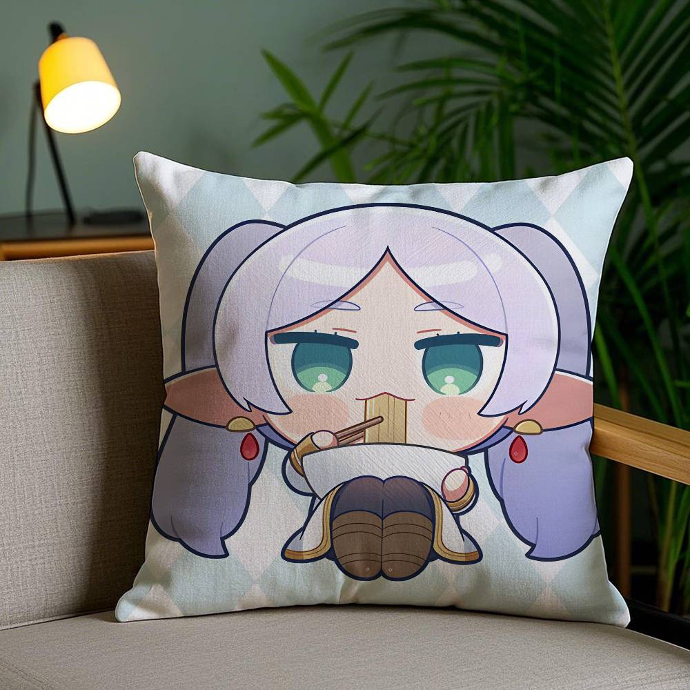 Cute Anime F-Frieren Pillow Case Plush Fabric Soft Pillowcase Double Sided Print Sofa Cushion Cover Throw