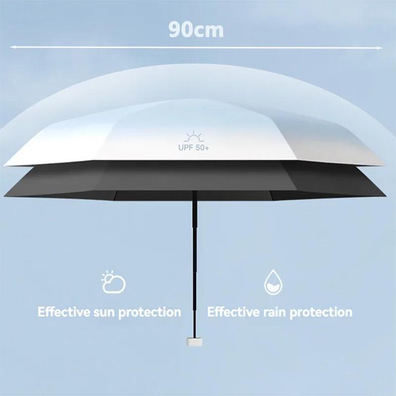 Mini Parapluie Pliant Résistant Au Soleil Pour Homme Et Femme, Protection Solaire UV, Vinyle, Petit, Ensoleillé, Pluie, Poche