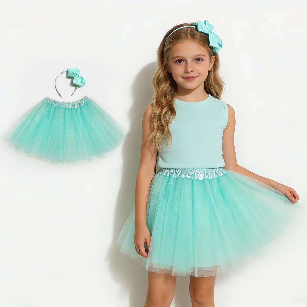 Fluffy Tulle Kids Tutu Set – Sheer Voluminous Skirts & Matching Headbands Available in a variety of colors
