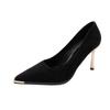 NEW Women's Style Banquet Light Luxury 6 8cm High Heels Pumps Stiletto Metal Pointed Suede Single Casual comfort