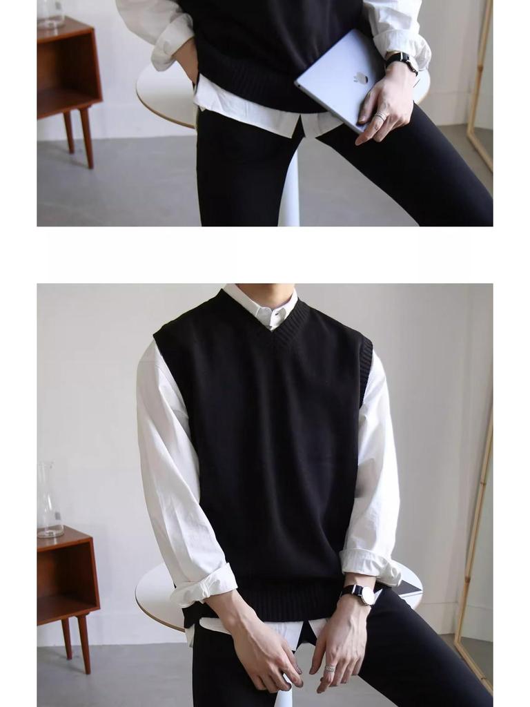 2023 Men's Trendy V-Neck Sleeveless Knit Sweater Vest