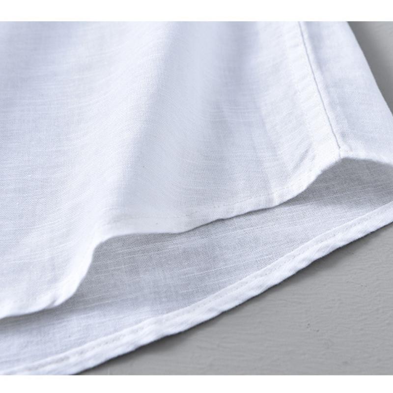Solid Color Stand Collar Short Sleeve Shirts for Men Daily Summer Tops Casual Soft and Comfortable Cotton Linen Shirt Simple Style Men Clothing