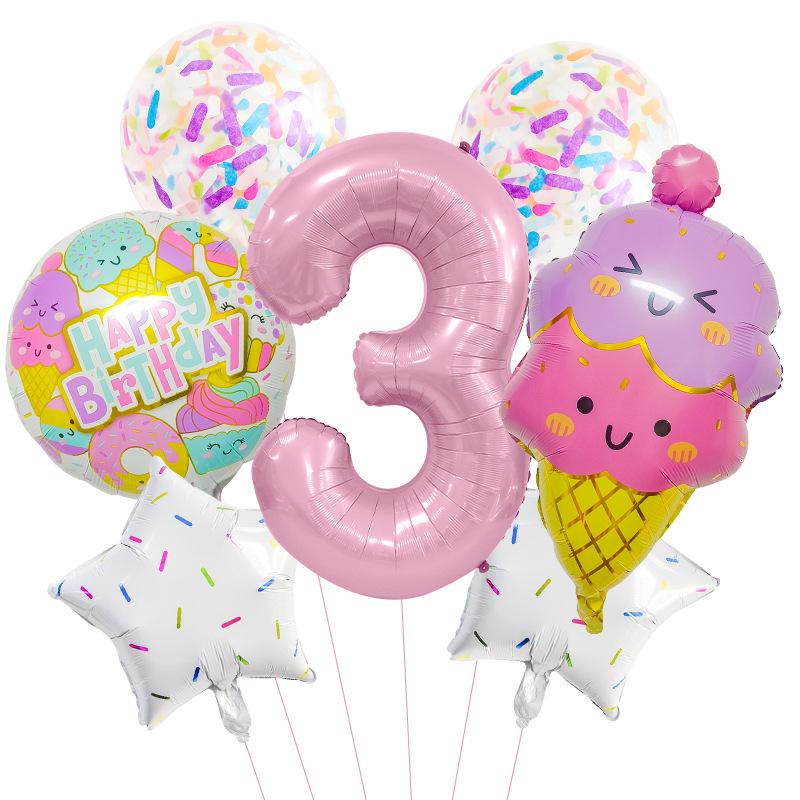 Candy Series Ice Cream Children'S Birthday Party Photo Arrangement Digital Aluminum Film Balloon Set