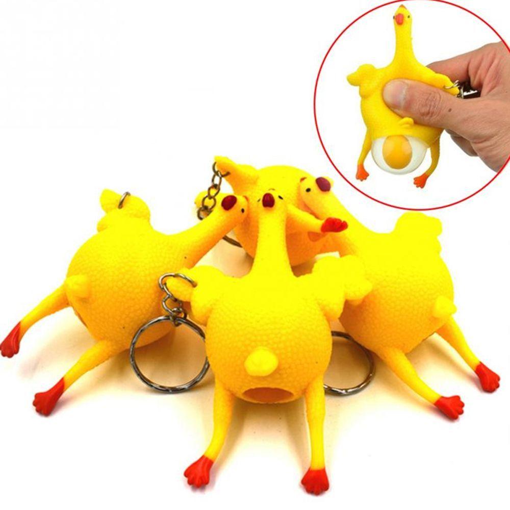Squeeze Tricky Novelty Gadgets Halloween Gift Pranks Chickens Lay Eggs Keychain Funny Vent Toys