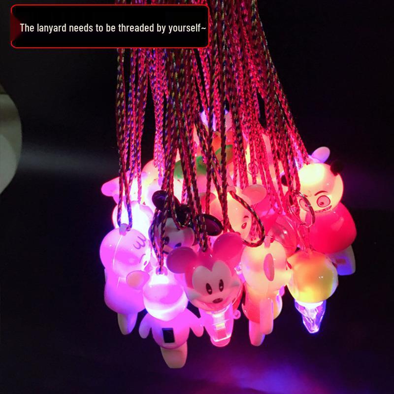 Glowing Cartoon Whistle with String for Kids - Popular Night Market Toy Gift