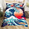 Japanese style Kanagawa wave duvet set Ukiyo-e digital printing bedding set