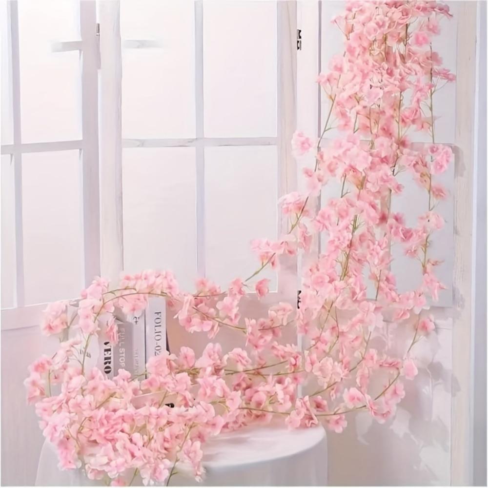 

Искусственные цветы сакуры, висячие виноградные лозы, искусственные цветочные гирлянды, домашний сад, свадебная арка, вечерние цветы вишни, настенный декор, композиция розовый