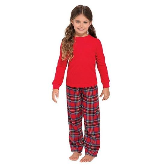 Christmas Family Matching Pajamas Set Long Sleeve Pullover Top Plaid Pants Pjs Sleepwear Set Soft Holiday Loungewear for Women Men Kids