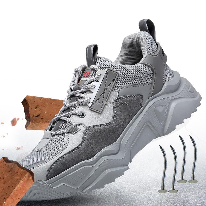Fashion Anti-Piercing Safety Shoes For Men Working Boots Steel Toe Cap Boots Anti-Smashing Work Shoes Breathable Safety Boot Men's Shoes