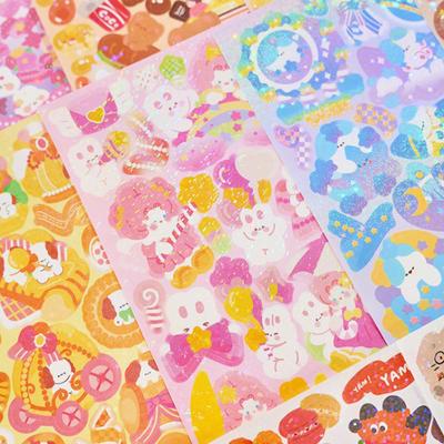 10Pcs Stickers Pack Kawaii Laser Cute Stickers Diy Korean Stickers Laptop Scrapbook Decal Top Sticker