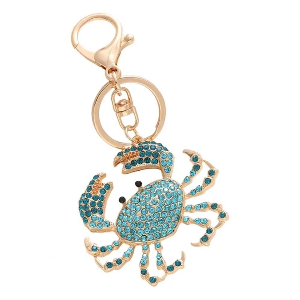 Crab-shaped Crab Keychain Sparkling Rhinestones Crystal Crab Key Ring Cute Crab Charm Key Ring Bag