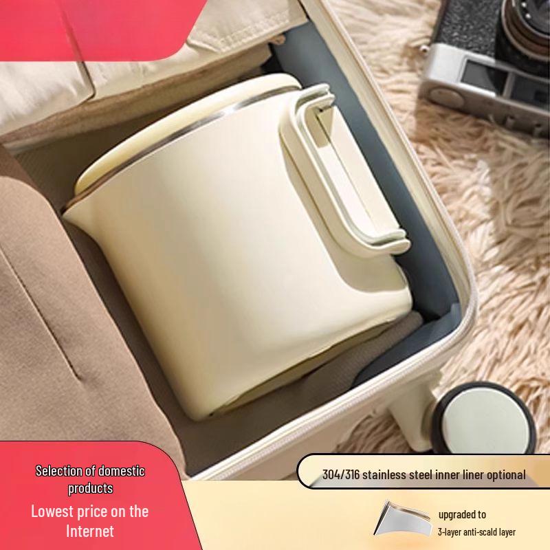 Portable Folding Stainless Steel Electric Kettle for Travel, Dorm, and Outdoor Use - Compact and Convenient