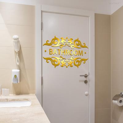 Tj12010 Hand-Painted Bronzing Bathroom English Pattern Door Sticker Decoration Room Bedroom Background Self-Adhesive Wall Sticker