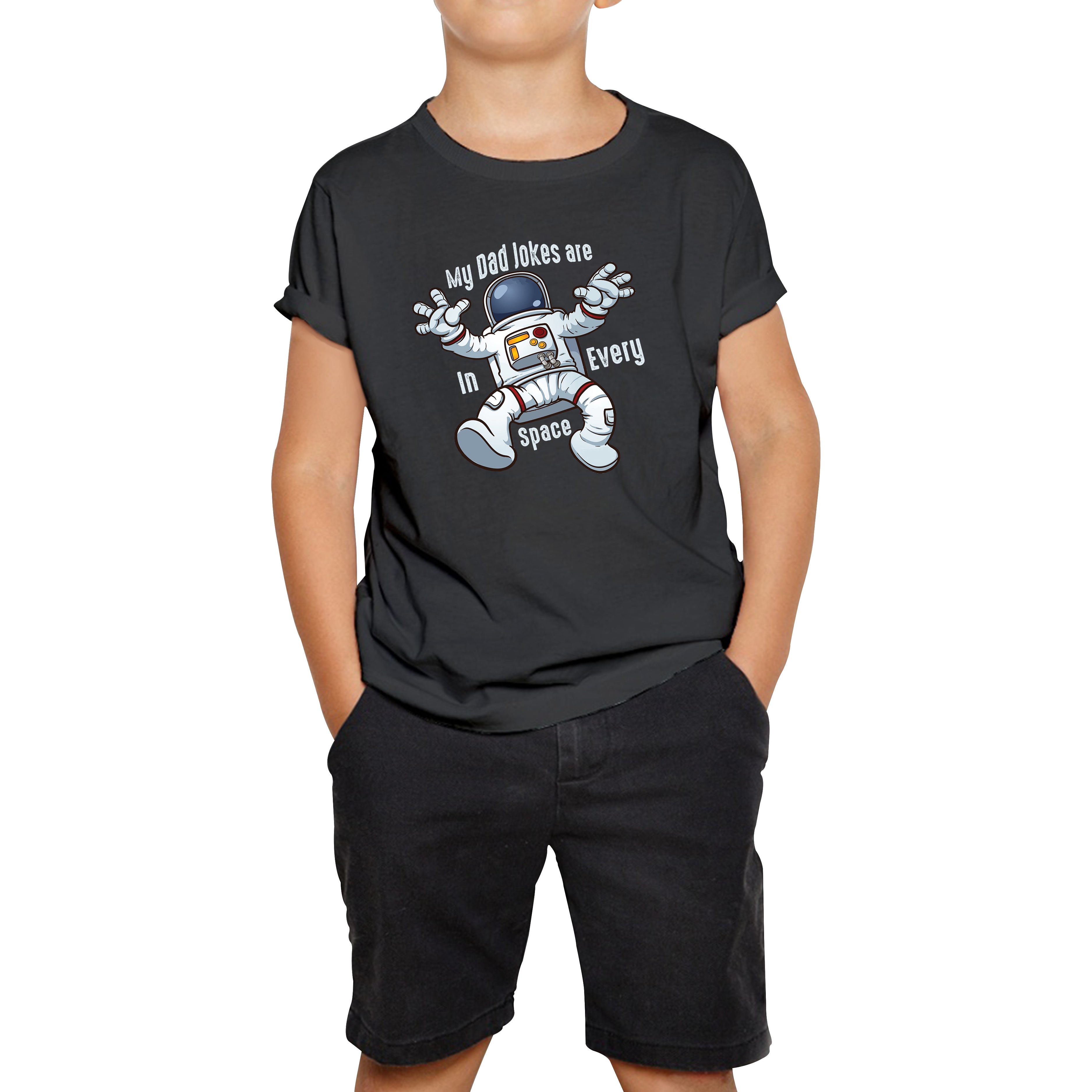 My Dad Jokes Are In Every Space - Falling Astronaut Funny Sarcastic Joke Meme Gift For Father Scientific Meme Joke Space Kids Tee 140