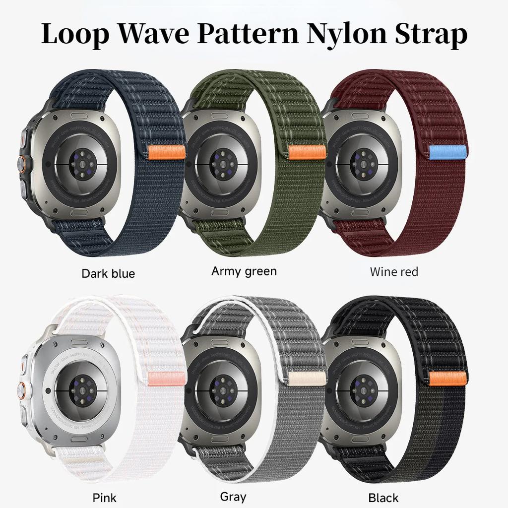 Nylon Loop Strap For Samsung Galaxy Watch Ultra 47mm Official Wave Pattern Fabric Bracelet Wristband Galaxy Watch 8 Ultra Correa