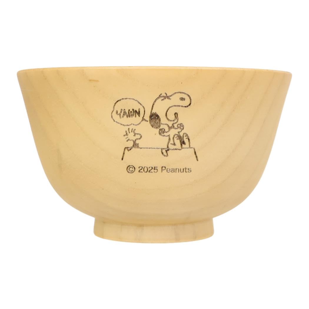 Marimo Craft SNOOPY Wooden Cutlery Wooden Carved Soup Bowl x & Set (Akubi design), Approx. 114 H70mm, SPZ-4268