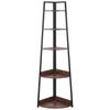 5 Tier Corner Shelf, Tall Corner Bookshelf Plant Rack, Wall Shelves Tower Storage Organizer with Metal Frame & Wooden Shelves, Narrow Display Book