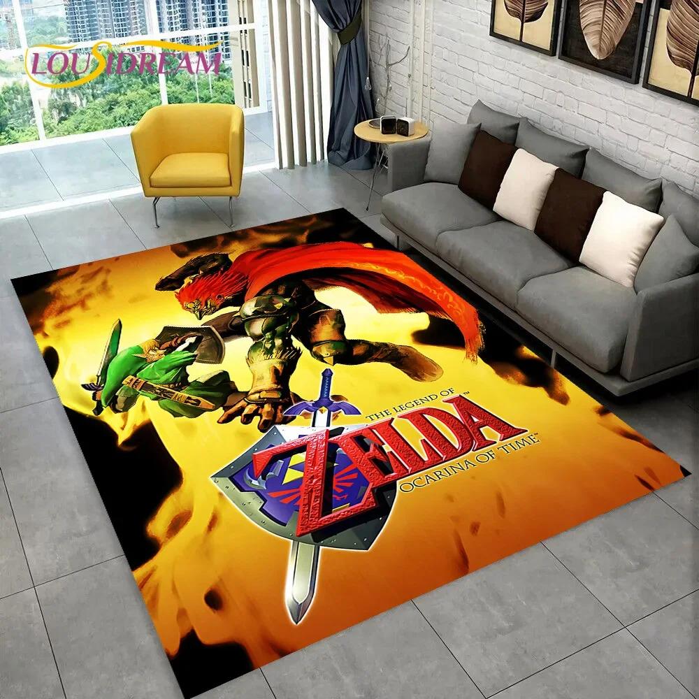 2025 3D Z-Zelda2 Spiel Cartoon Teppich für Wohnzimmer Schlafzimmer Heimdekoration, Bodenteppich rutschfeste Dekoration für Sofa Fußmatte Kinder