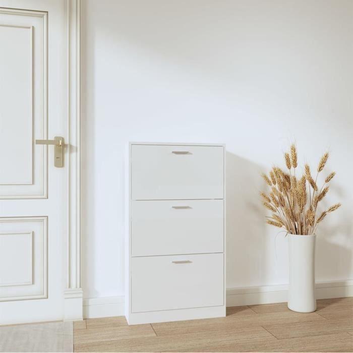 VidaXL Armoire à chaussure Blanc brillant 59x17x108 cm Bois ingénierie 342530