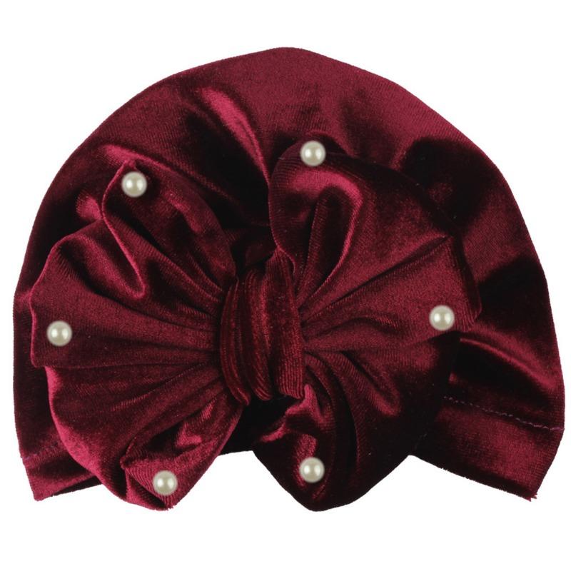 Babymütze Neugeborenen Schleife Reifenmütze Säugling Goldener Samt Thermomütze Kinderhut