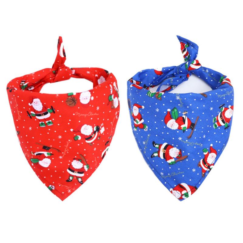 Foulard Triangle de Noël en Coton pour Animaux de Compagnie Serviette Salive Accessoires de Costume pour Animaux de Compagnie Pour Chiens Petits Moyens Grands