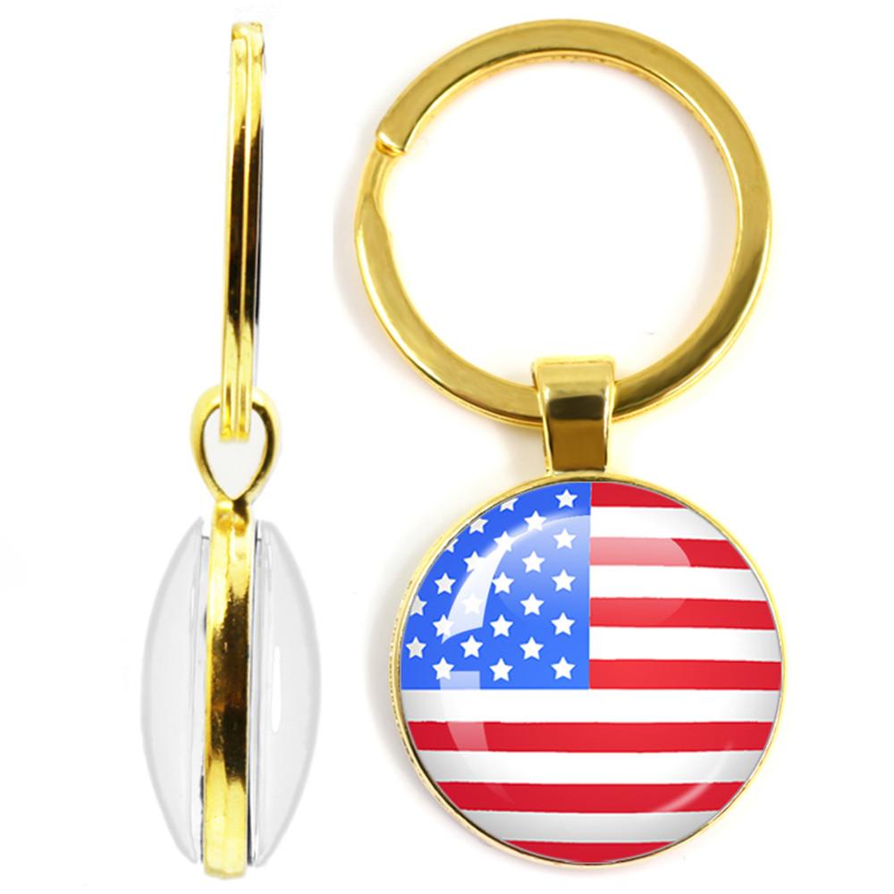 National Flag Double-Sided Keychain Korea, Serbia, Russia, Slovenia, Argentina, The United States,Turkey, Spain,Dominica Keyring