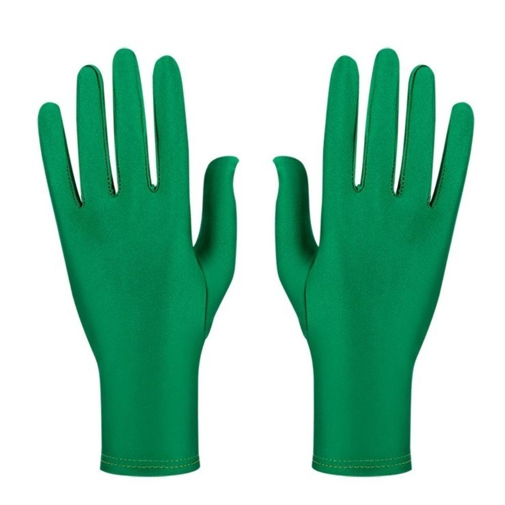 Перчатки с полными пальцами для выступлений, Митенки для вечеринки, Новые перчатки из спандекса, Подарок зелёный