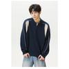 Men S Couple Color Block Half Zip Round Neck Warm Knit Sweater