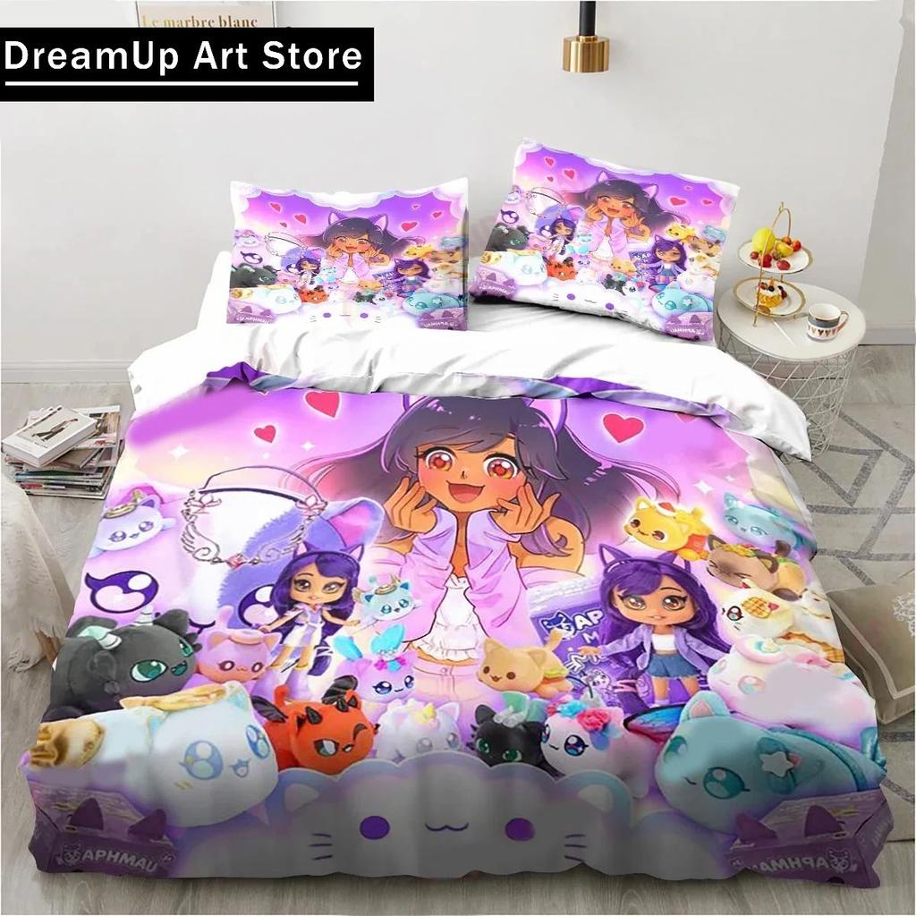 Cartoon Game Cute Aphmau with Wings Bedding Set Boys Girls Twin Queen Full Size Duvet Cover Pillowcase Bed Adult Bedroom