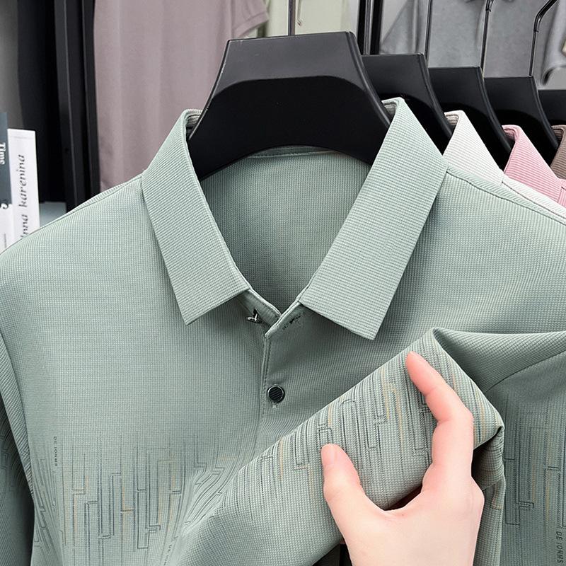 Lapel Men'S Polo Shirt Casual Men'S Printed Short Sleeve Bottom Shirt Spot