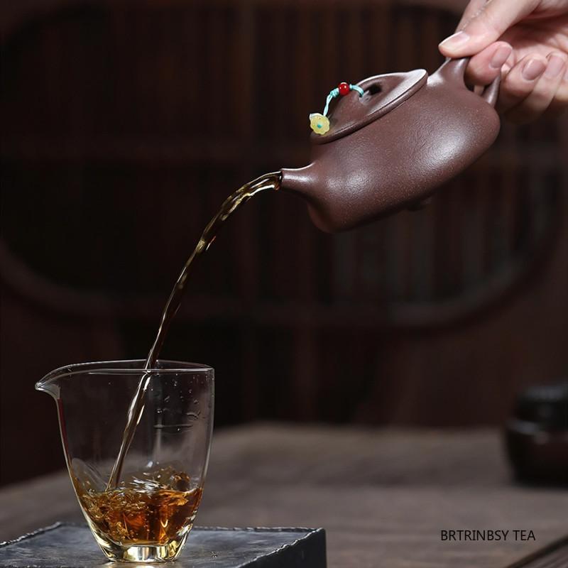 210ml Chinese Yixing Purple Clay Teapots Handmade Triangular Shape Tea Pot Beauty Tea Infuser Kettle Household Zisha Tea Set