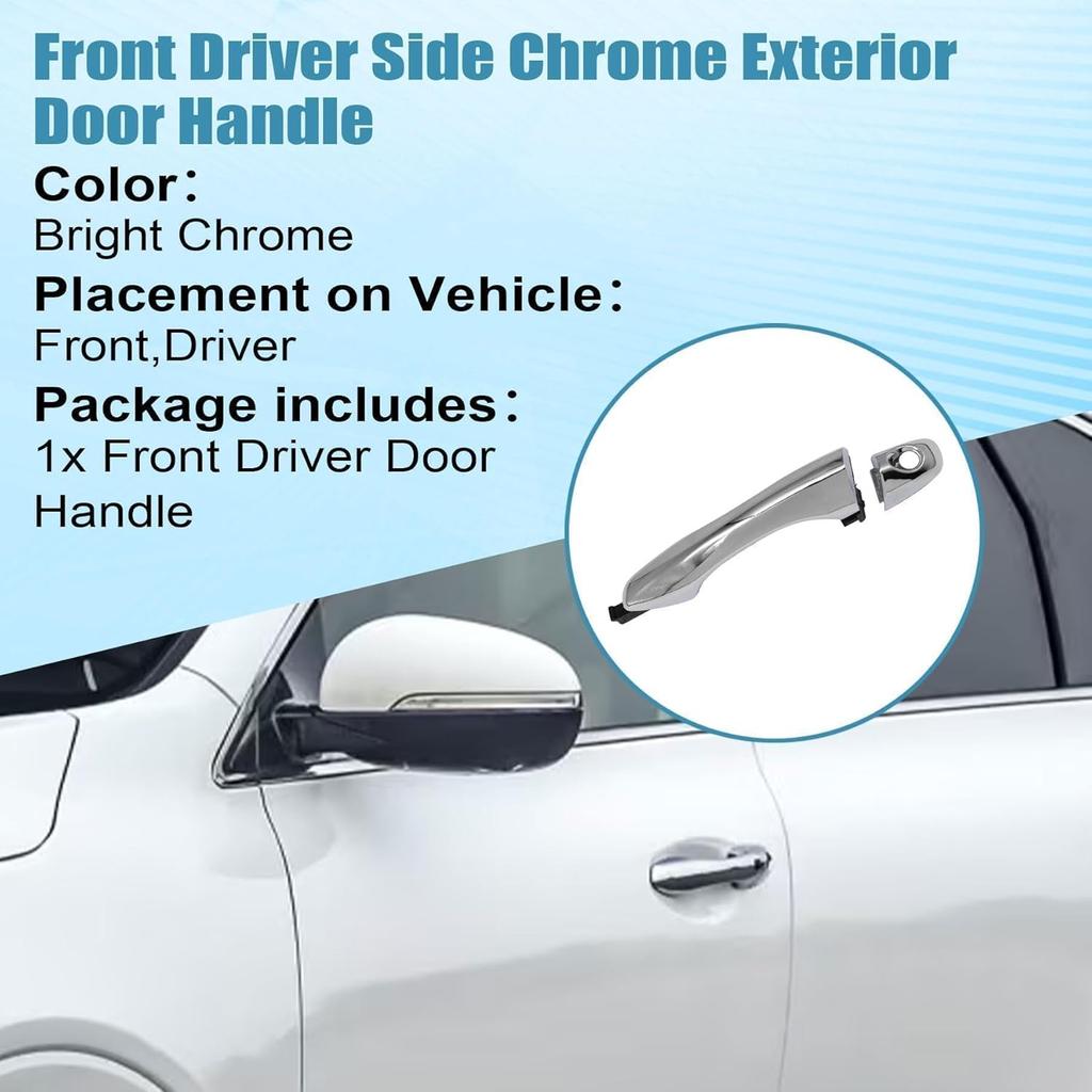 Priprilod Chrome Outside Door Handle Front Driver Side Compatible with Kia Sorento 2016-2020# 82651-C5010 82652-C5010