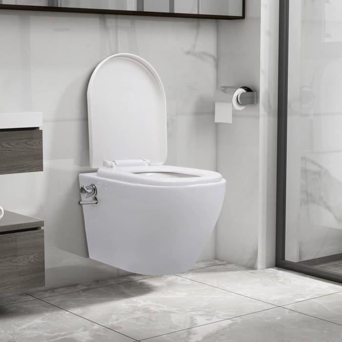 VidaXL Toilette murale sans bord à fonction de bidet Céramique Blanc