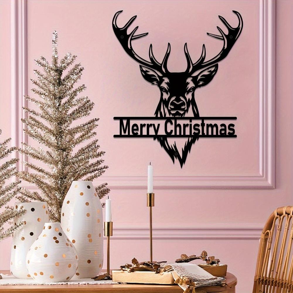 Unique Tailorable Metal Deer Wall Sculpture Antlers Custom Hunting Name Plaque Artistic Holiday Decor Living Room
