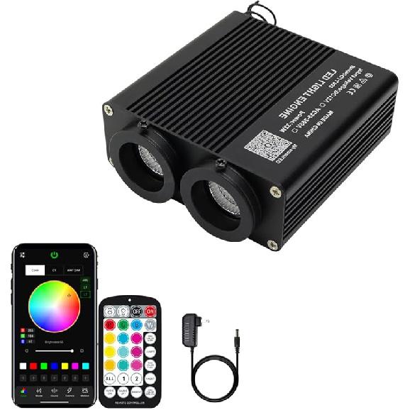 AZIMOM Bluetooth/RF Control 16W Music Mode Fiber Optic Light Source RGBW Light Box Engine for Car Home Star Ceiling Light Effect Decoration