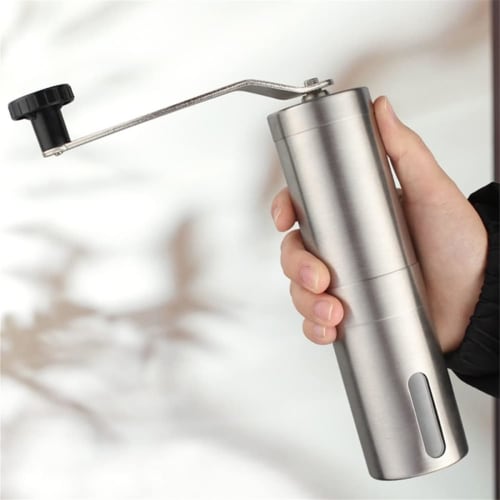 Bærbar 304 rustfritt stål manuell kaffekvern med keramisk morter for svart pepper og sichuanpepperpulver, ideell for utendørs bruk