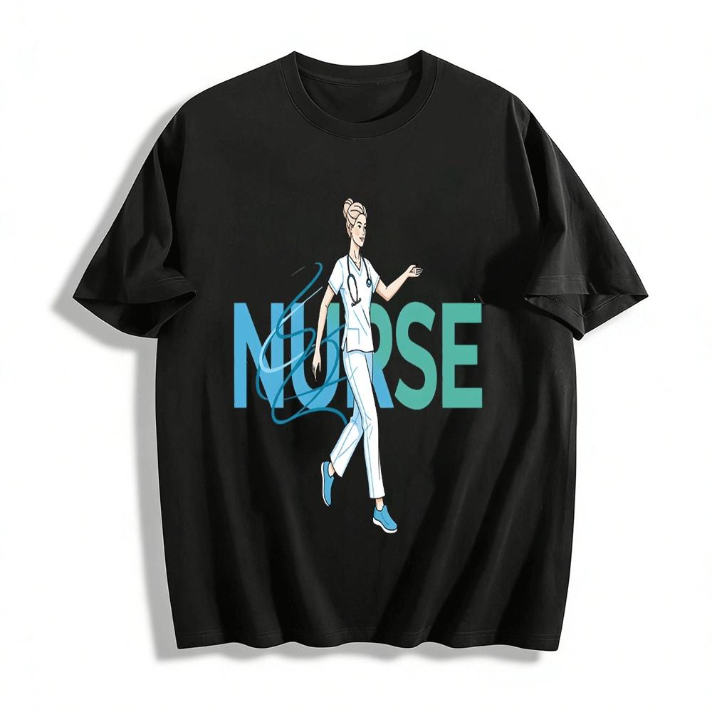 Nurse Themed Casual Tee For Women Comfortable Medical Worker Top Pure cotton T-shirt XXS