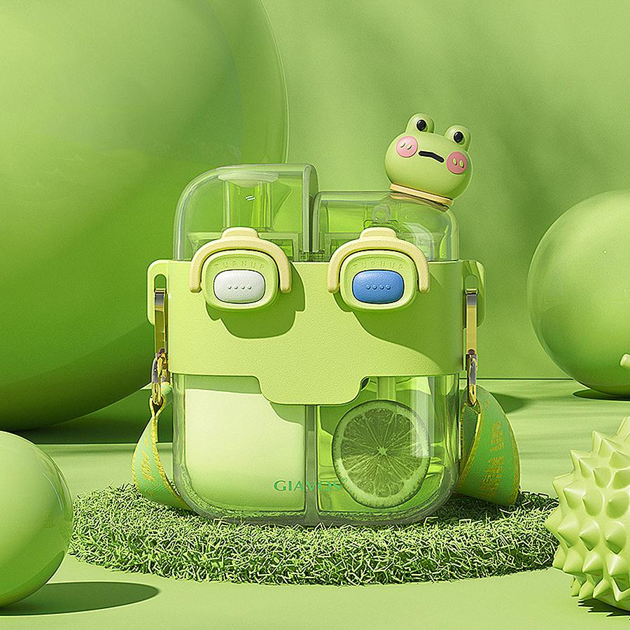 1pc 17.92/26.37oz Portable Leakproof Double Drink Water Bottle with Straw and Strap for School, Sports, and Travel - Stay Hydrated On the Go!