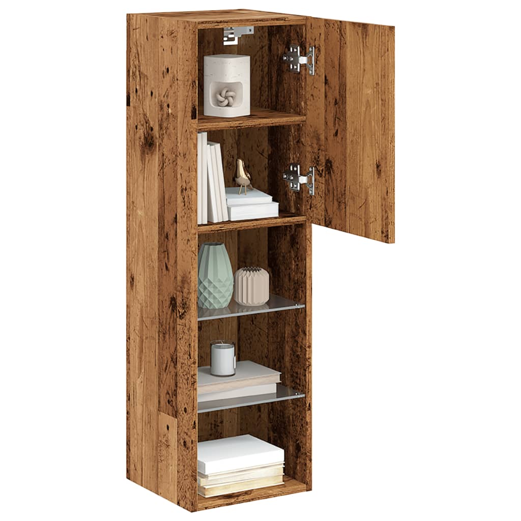 TV Cabinet with LED Lights Rustic Wood Look 12 x 11.8 x 40.2 in (30.5 x 30 x 102 cm)