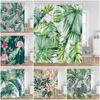 Green Leaves Shower Curtains Monstera Palm Leaf Green Plants Botanical Bathroom Curtain Greenery Bath Deorations with Hooks